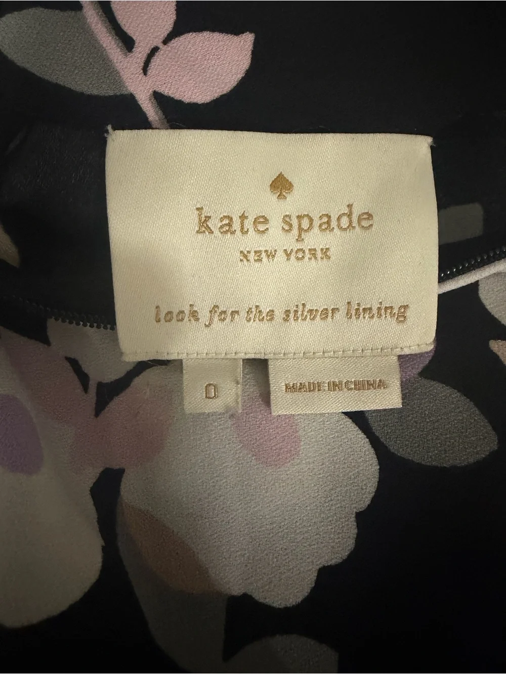 kate spade Black Floral Dress with Pink and Lavender Blooms